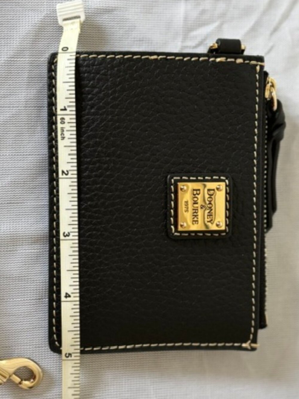 Dooney & Bourke Pebble Grain Zip Top Card Case Wristlet Black - Picture 10 of 12